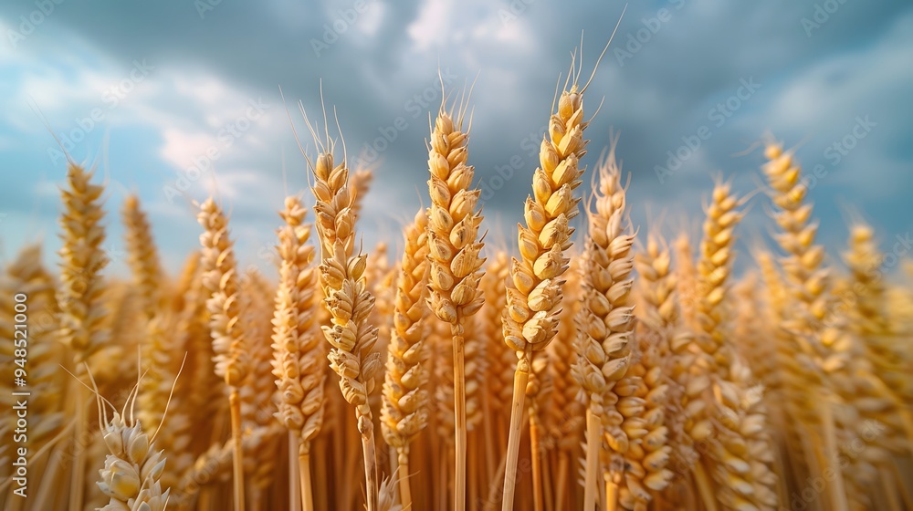 Golden Wheat Field Under a Cloudy Sky Golden Wheat Field Under a Cloudy Sky