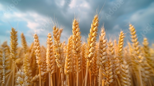 Golden Wheat Field Under a Cloudy Sky