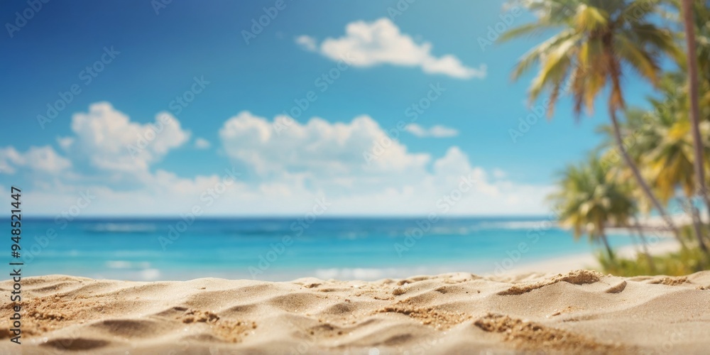 summer beach blurred background with blue sky and sand. summer beach blurred background with blue sky and sand.