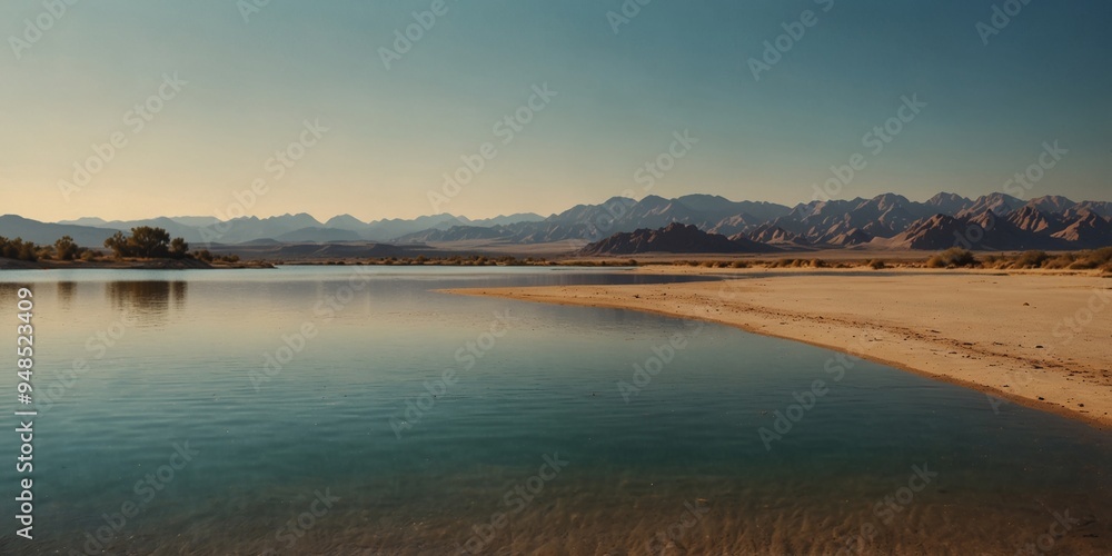 a mesmerizing lake nestled within the vast expanse of a desert's golden sands. a mesmerizing lake nestled within the vast expanse of a desert's golden sands.