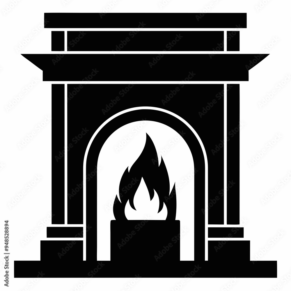 Fireplace Black silhouette Fireplace Black silhouette