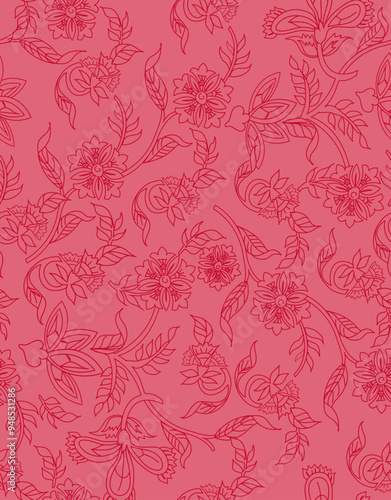 flores y hojas en fondo rosa