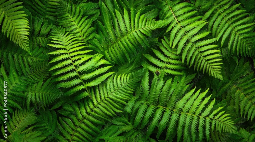 Fern leaves with detailed textures, filling the frame with their natural beauty and freshness. Fern leaves with detailed textures, filling the frame with their natural beauty and freshness.