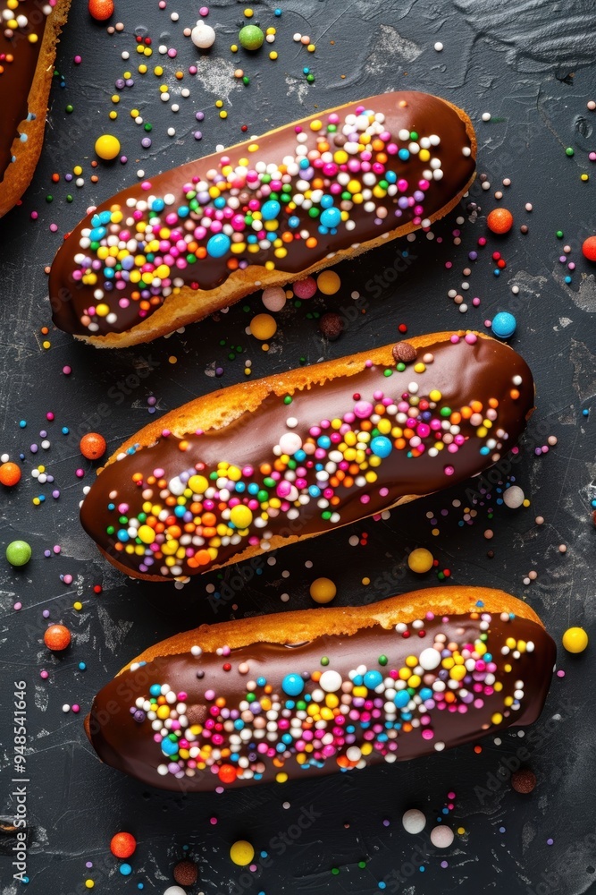 Obraz premium Chocolate Eclairs with Sprinkles.