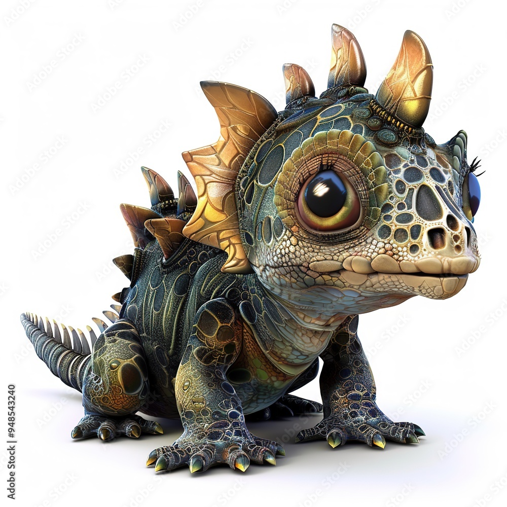 Fototapeta premium Euoplocephalus 3D fantasy animal cartoon isolated whitebackground