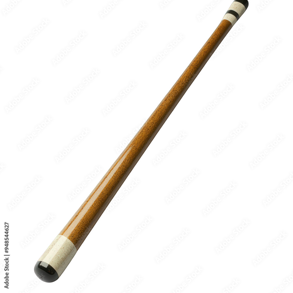 A close-up view of a classic pool cue, showcasing its polished wooden finish and distinctive patterns, perfect for any billiards enthusiast. A close-up view of a classic pool cue, showcasing its polished wooden finish and distinctive patterns, perfect for any billiards enthusiast.