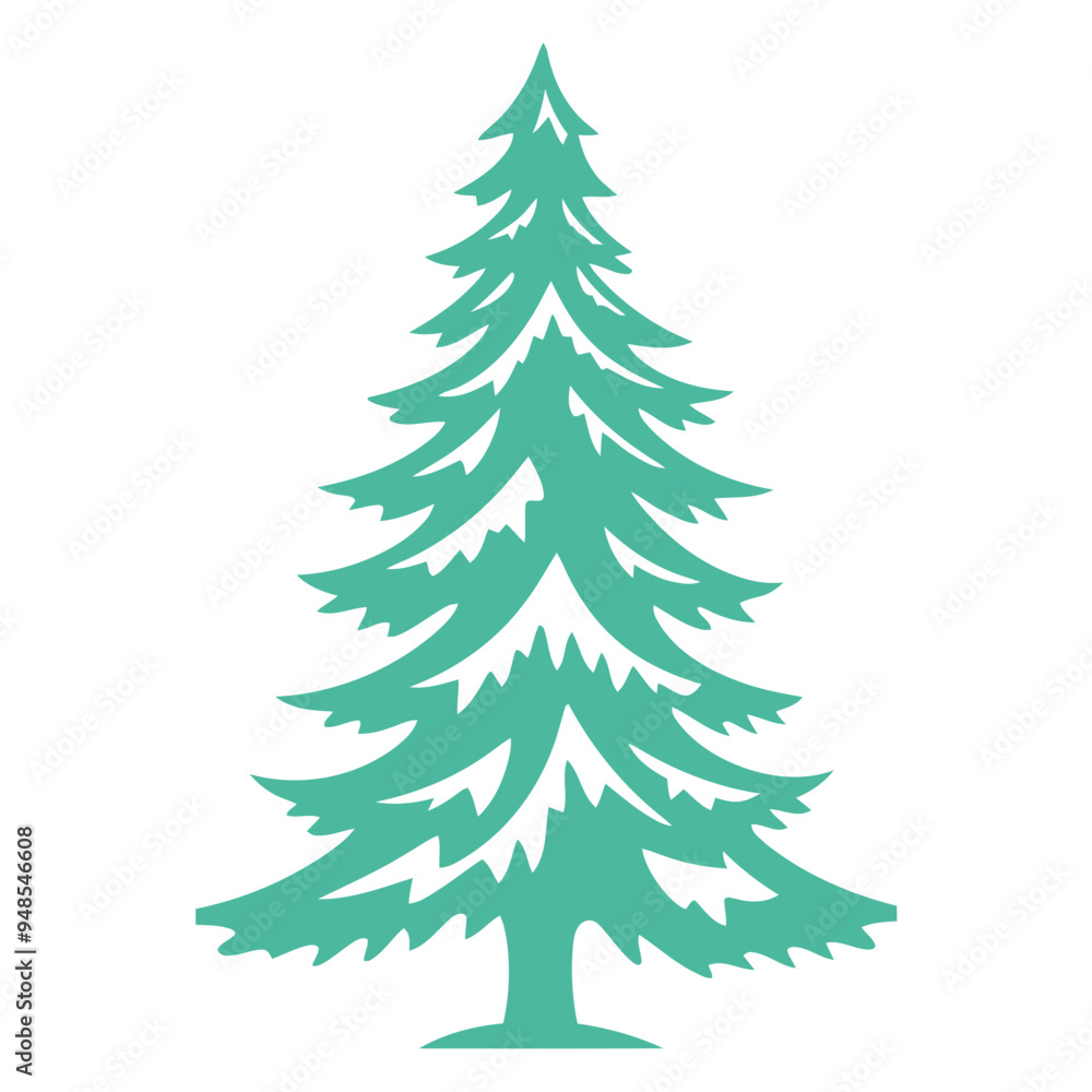 A tall green pine tree with a simple, stylized design A tall green pine tree with a simple, stylized design