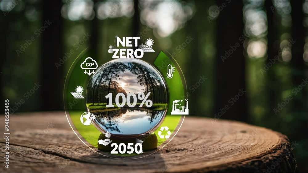 Digital dashboard of CO2 level gauge percentage drop down to 0. Net ...