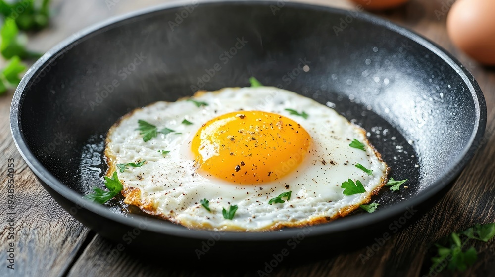 Protein-rich eggs cooking in a non-stick pan, perfect for breakfast, healthy start Protein-rich eggs cooking in a non-stick pan, perfect for breakfast, healthy start