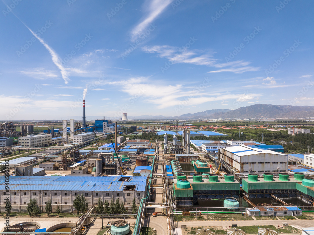 Obraz premium view of power station in blue sky