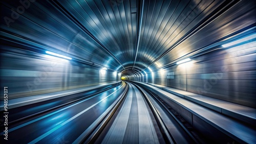 Fast motion blur in a dark underground tunnel , speed, movement, motion, rapid, tunnel, dark, blur, hurry, rush, journey