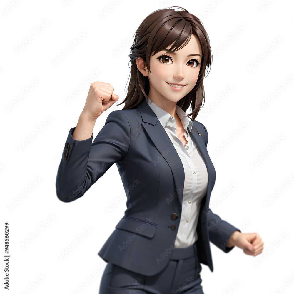 Celebratory Businesswoman in Anime Style Celebratory Businesswoman in Anime Style