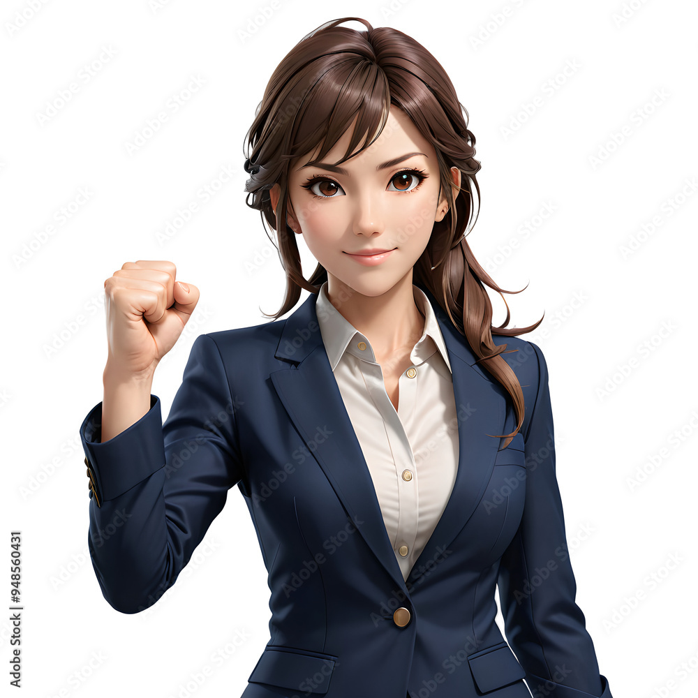 Celebratory Businesswoman in Anime Style Celebratory Businesswoman in Anime Style