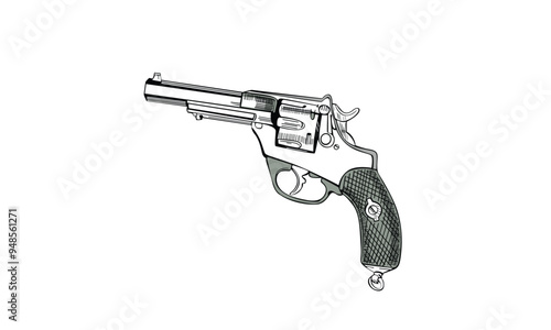 Weapons and Armors vector. Vintage cowboy gun. Vector illustration of a minimalist pistol gun weapon outline icon, ideal for security.
