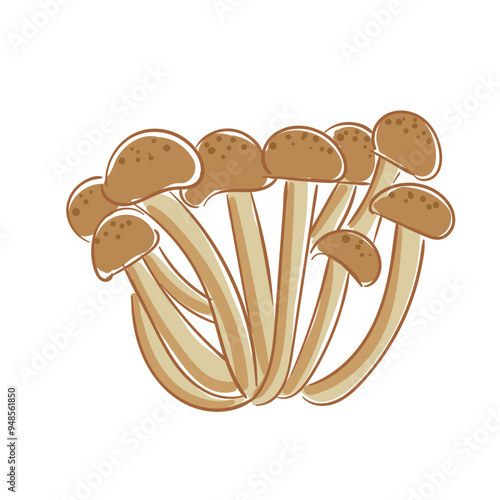 Hand Drawn Shimeji Mushrooms