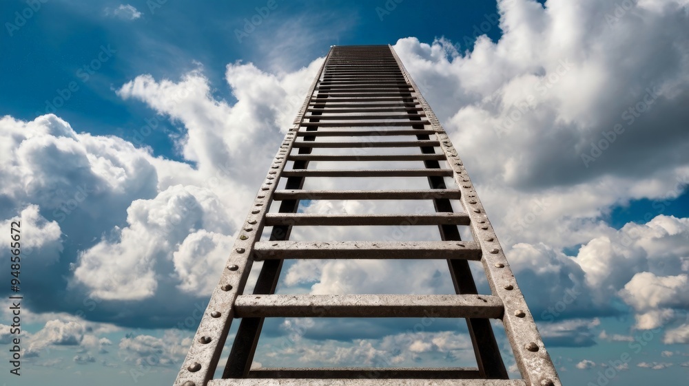 Conceptual image of ladder going up into the sky with clouds Conceptual image of ladder going up into the sky with clouds