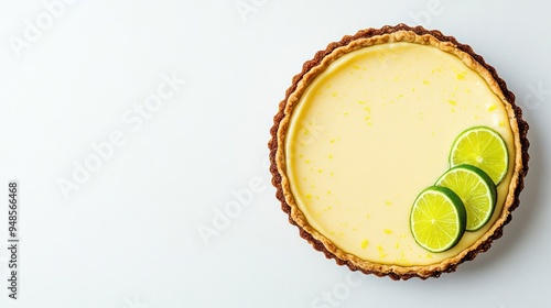 Close up of a Key Lime Pie on White Background. photo