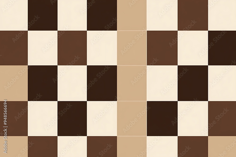 Classic Brown and Beige Checkerboard Pattern with Geometric Precision Vector Graphic