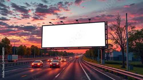 billboard on highway , advertising board in highway, blank white board isolated white background photo