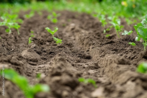 fertile soil close-up for sowing plants, details of agricultural soil to improve the quality of crop plants generative ai