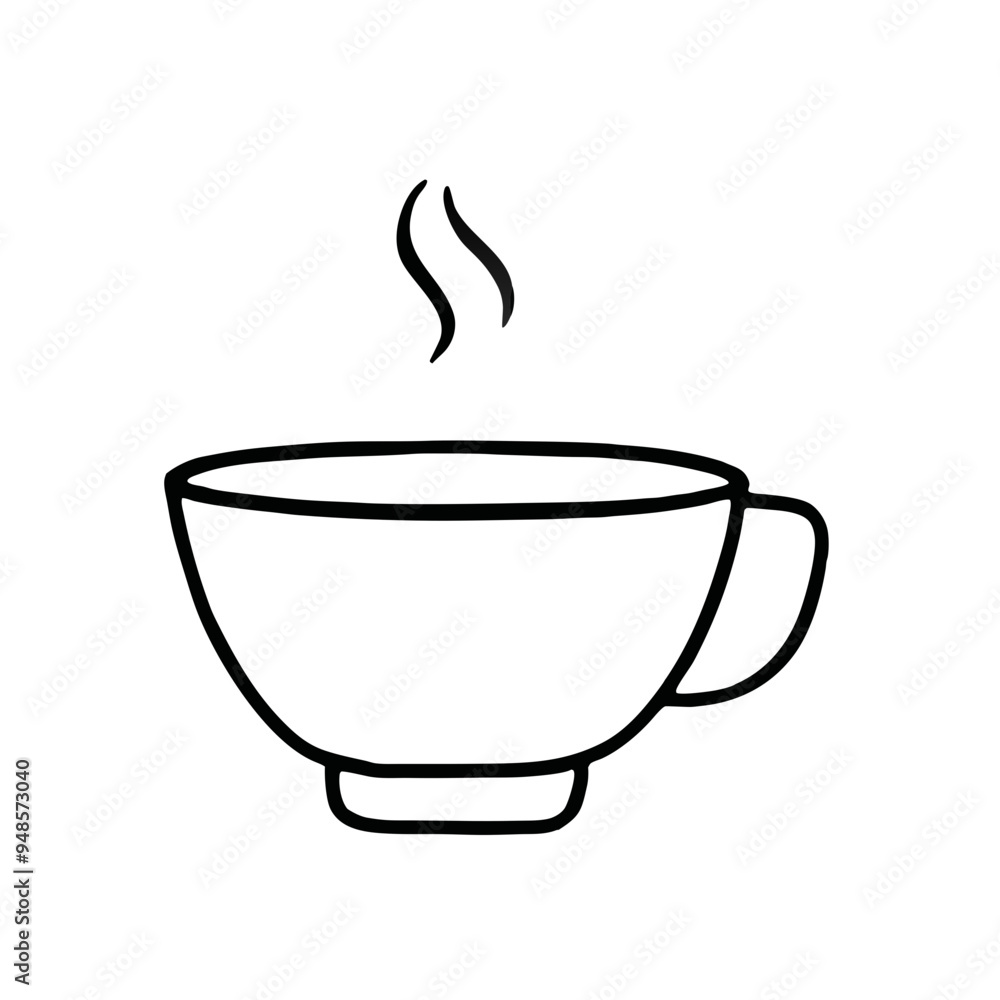 Hot coffee cup outline icon, Modern simple vector illustration, Black line, Flat style Hot coffee cup outline icon, Modern simple vector illustration, Black line, Flat style