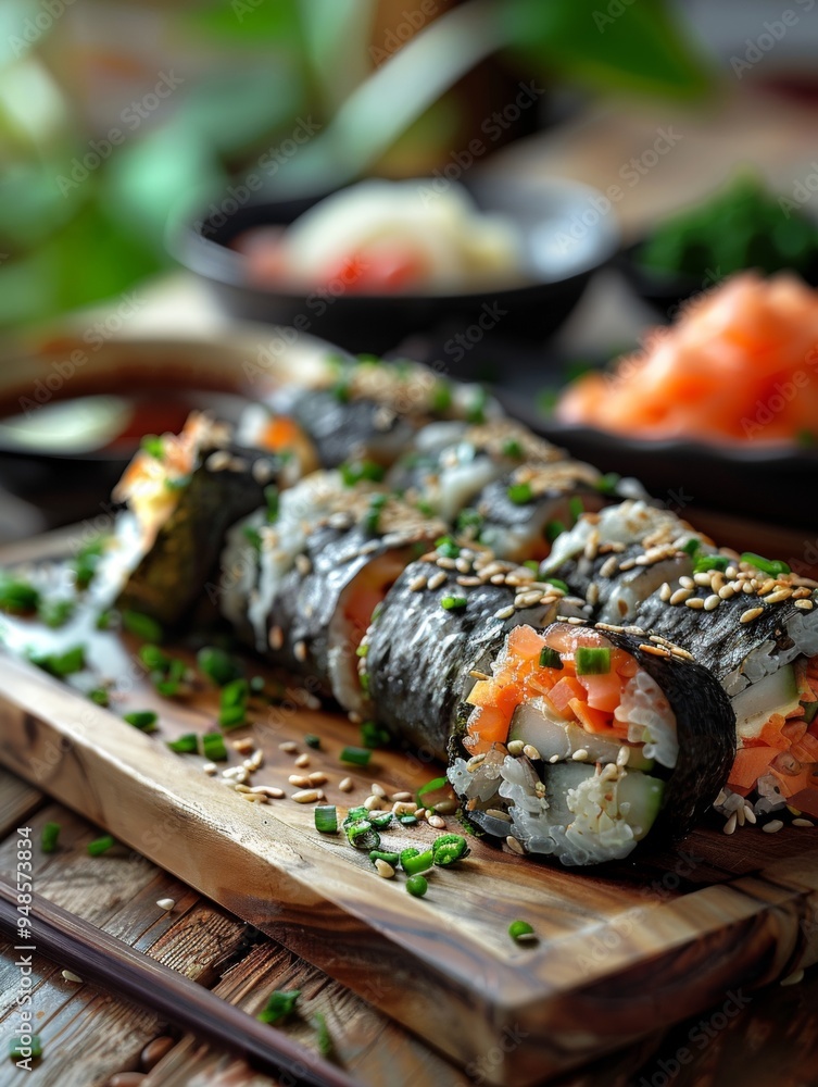 Delicious Sushi Rolls with Salmon and Cucumber Delicious Sushi Rolls with Salmon and Cucumber