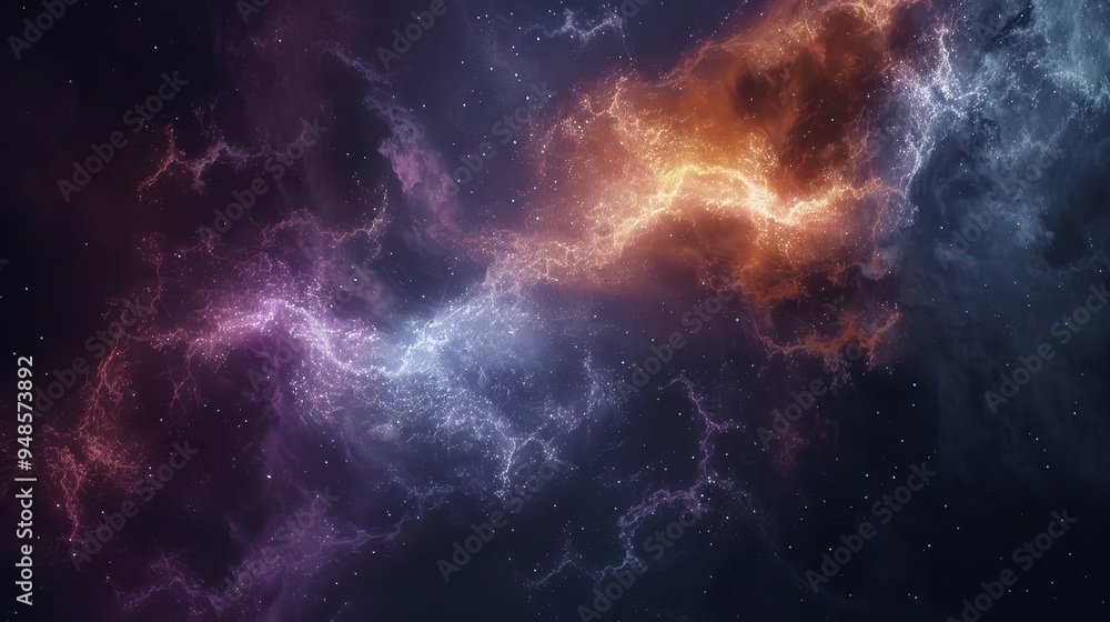 Fototapeta premium Vivid abstract nebula swirling in an endless galaxy, showcasing rich colors and textures