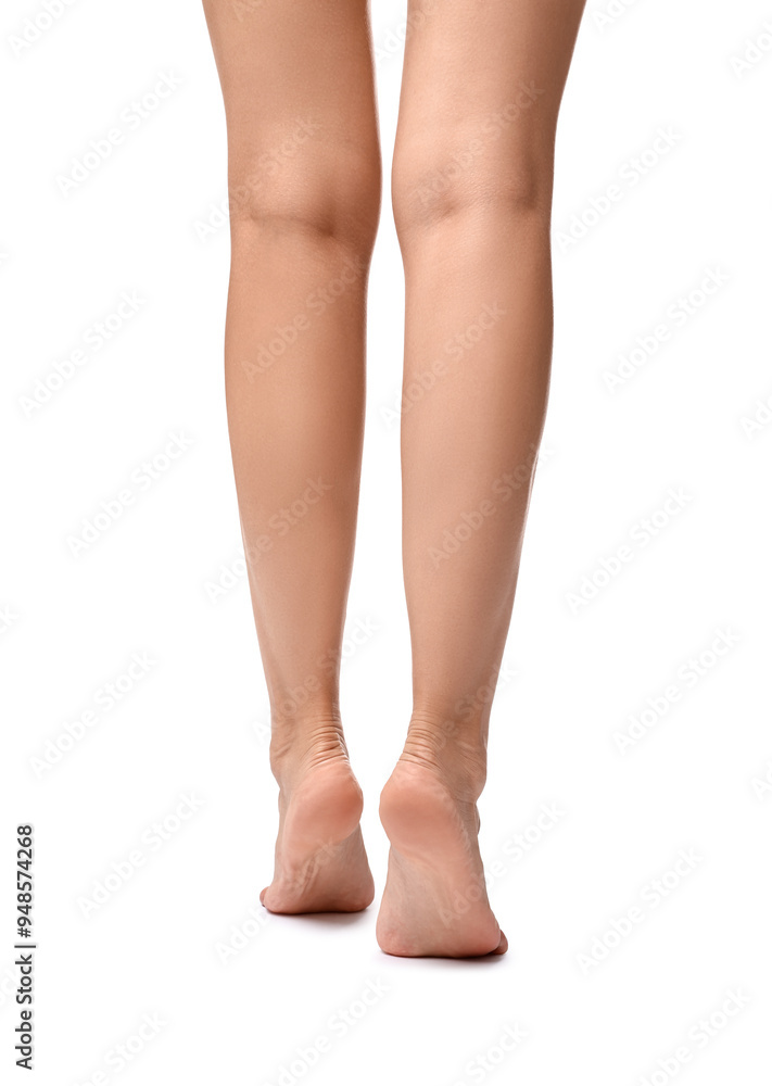 Woman with smooth legs on white background, closeup Woman with smooth legs on white background, closeup