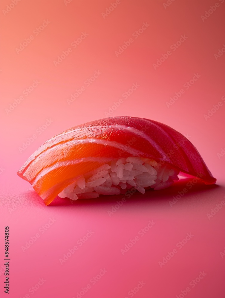 Close-up of a Single Salmon Nigiri Sushi Piece Close-up of a Single Salmon Nigiri Sushi Piece