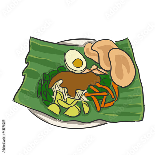 Hand Drawn Indonesian Food Gado-gado