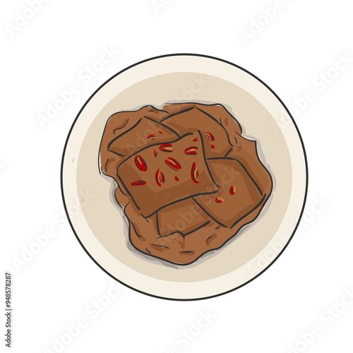 Hand Drawn Indonesian Food Rendang