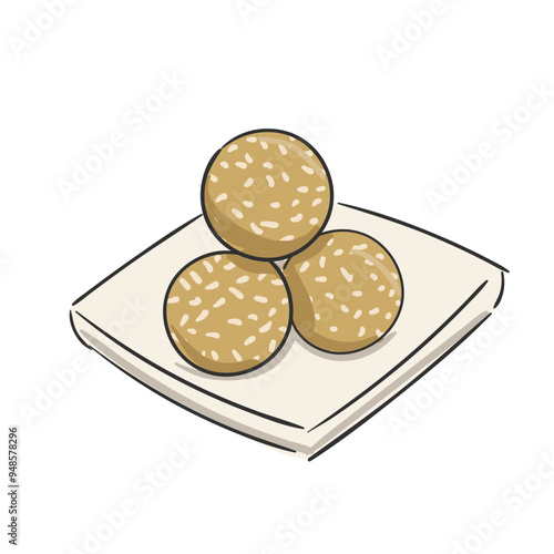 Hand Drawn Indonesian Food Onde