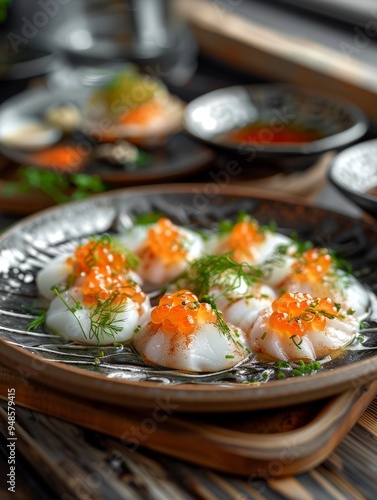 Close-up of Scallops with Caviar: A Culinary Delight