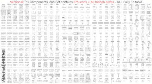 PC Component Icons, PC Hardware Icons & PC Peripherals icons - VERSION 6 (latest version) contains 375 icons (+ 60 extras ) - The ONLY icon set of ALL Computer Components ANYWHERE photo