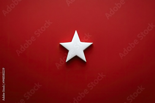 Minimalist Christmas background with a simple white star on a red backdrop