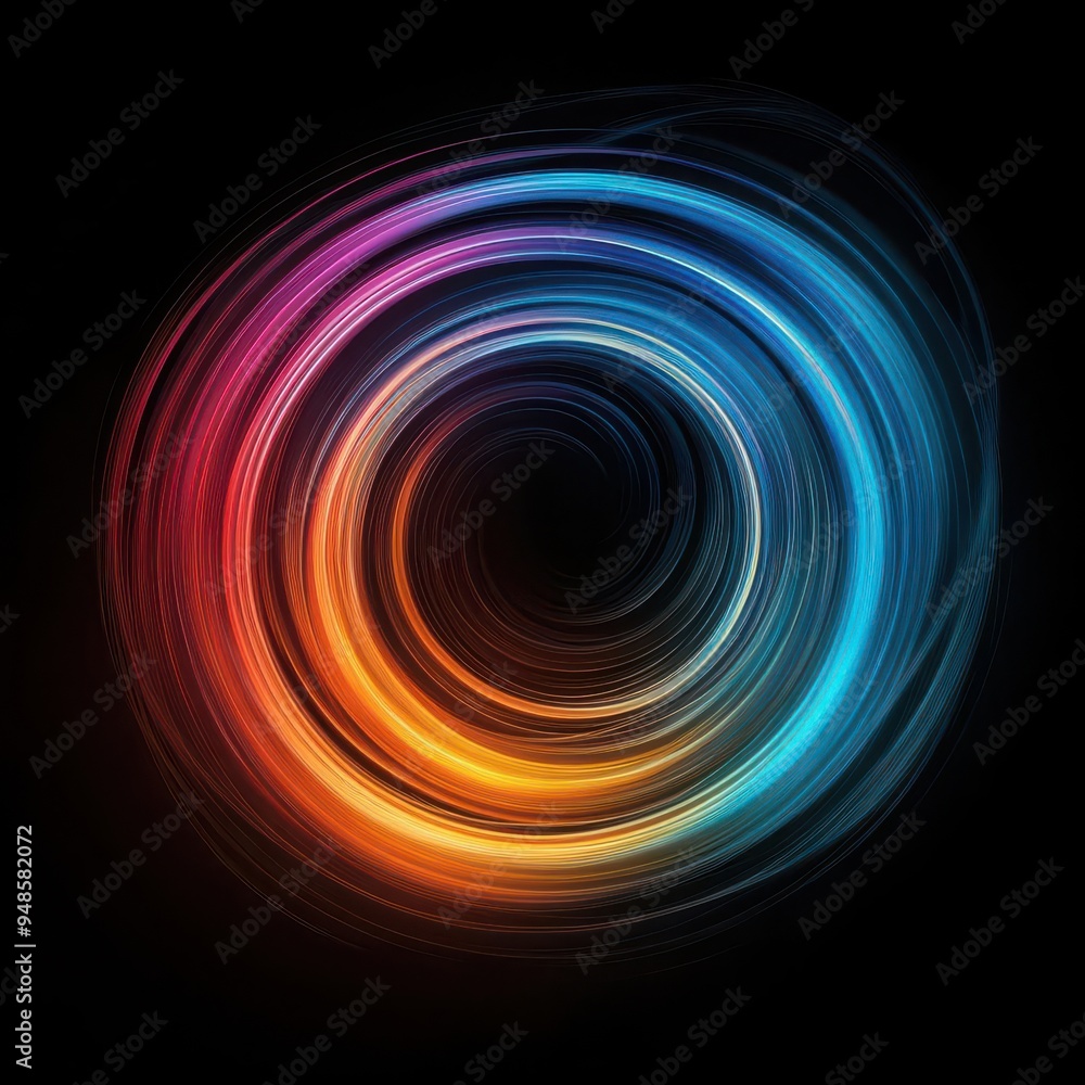 Create vibrant, looping lines that form a spiral vortex Create vibrant, looping lines that form a spiral vortex