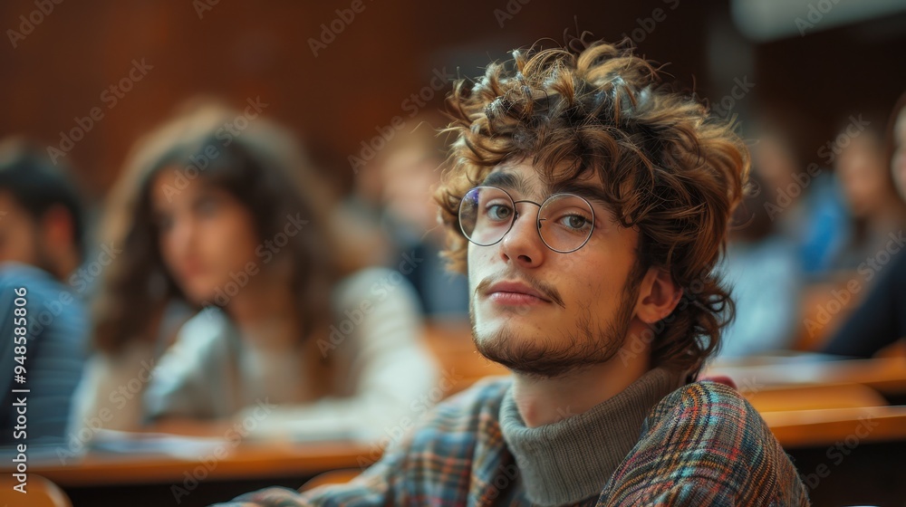 Obraz premium University student attentively engaged in a classroom lecture during a morning session