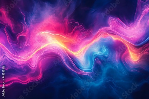 Illuminated Spectrum: Vibrant Electric Pulses on Obsidian Background