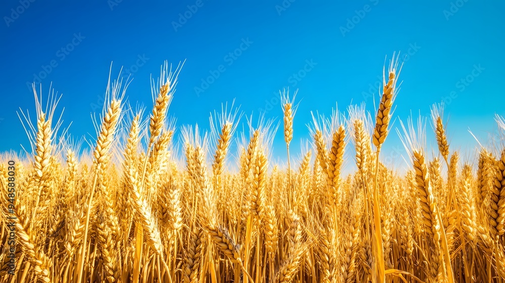 175. **A field of golden wheat ready for harvest with a clear blue sky. 175. **A field of golden wheat ready for harvest with a clear blue sky.