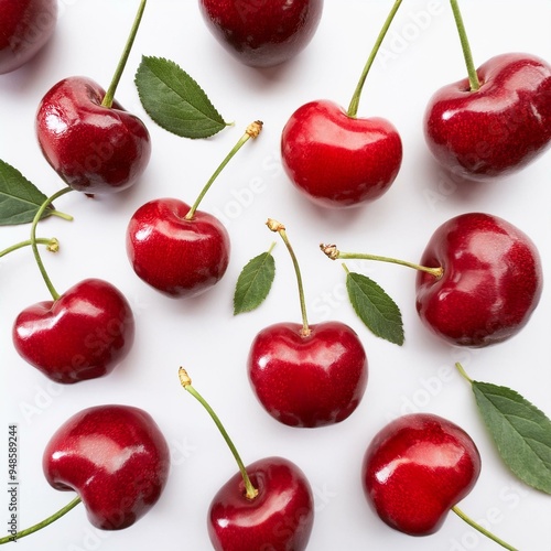 Red Cherry Delight: A Flat View of Summer's Best Berries