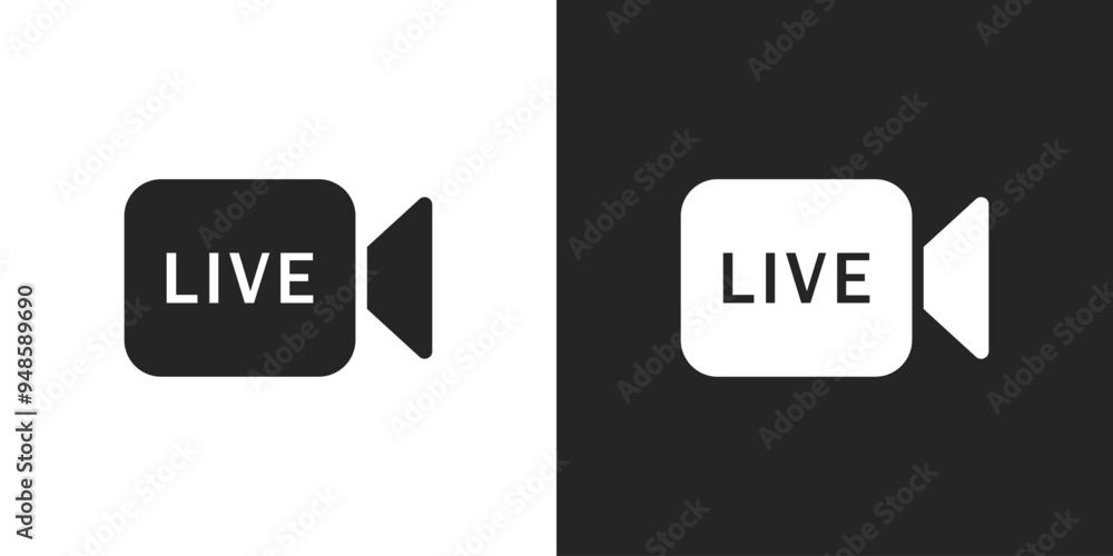 Live camera sign black and white icon vector design Live camera sign black and white icon vector design