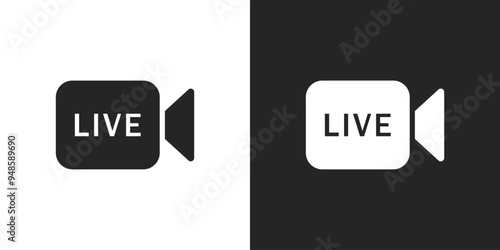 Live camera sign black and white icon vector design