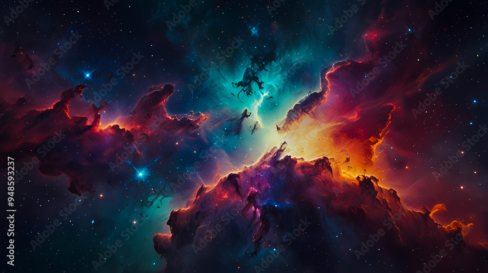Fototapeta premium ethereal cosmic nebula background with soft pastel hues and grainy texture
