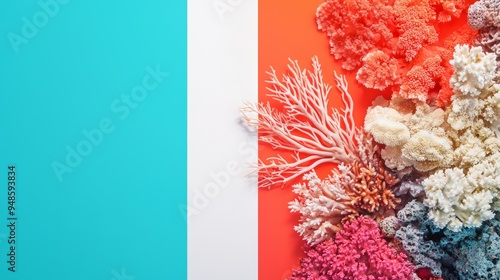 Fototapeta Naklejka Na Ścianę i Meble -  Coral reef summer color palette, vibrant and aquatic hues, marine-inspired swatch, isolated on white background