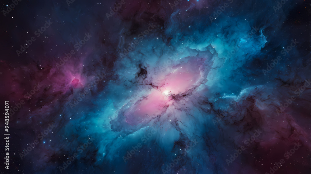 Fototapeta premium ethereal cosmic nebula background with soft pastel hues and grainy texture