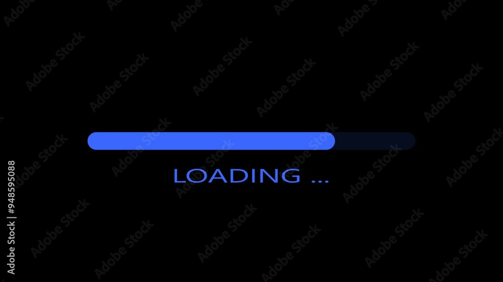 Processing progress bar animation with loading animation on black alpha background. Processing progress bar animation with loading animation on black alpha background.