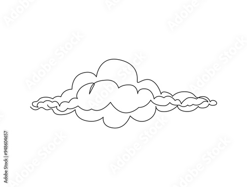 Continuous one line drawing of cumulus cloud. Cloud in the sky single line vector illustration.