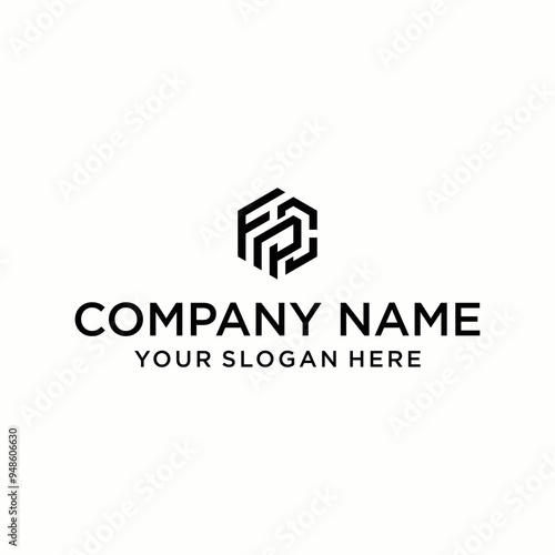 FPC letter logo in the form of hexagons and cube logos with letter designs for corporate identity