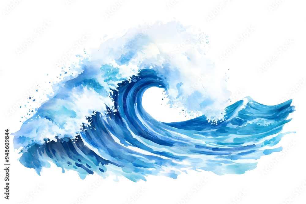 Sea ocean wave watercolor illustration isolated on white background Sea ocean wave watercolor illustration isolated on white background