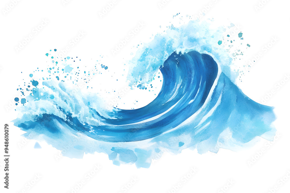 Sea ocean wave watercolor illustration isolated on white background Sea ocean wave watercolor illustration isolated on white background